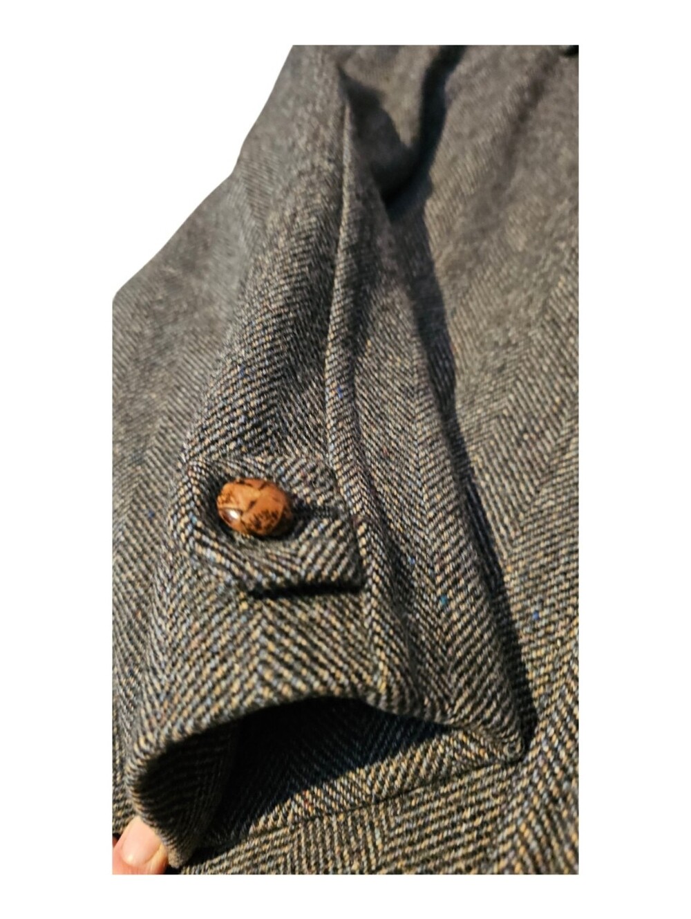Vintage Pendleton Virgin Wool Herringbone Tweed Overcoat Car Coat Men's Size 44 - Picture 9 of 11